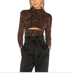 Camila Coelho Kristi Top in Brown Leopard
